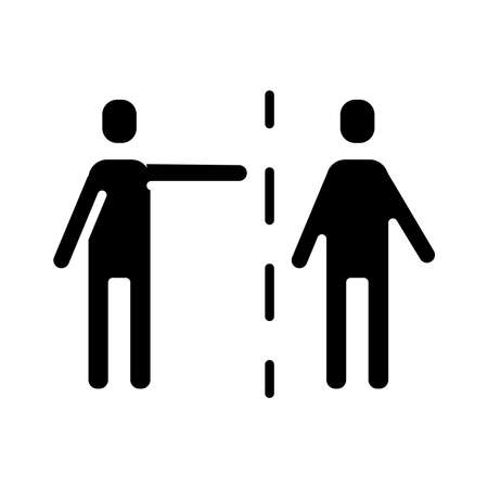 persons with shield social distance silhouette style icon vector illustration designのイラスト素材