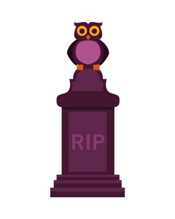 cemetery tomb with rip word and owl vector illustration designのイラスト素材
