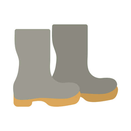 gardening boots tool flat style icon vector illustration designのイラスト素材