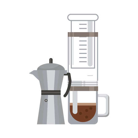 coffee shop teapot make utensil and kettle flat style icon vector illustration designのイラスト素材