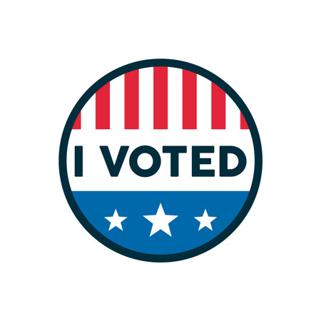 i voted lettering with stars and stripes circular seal vector illustration design