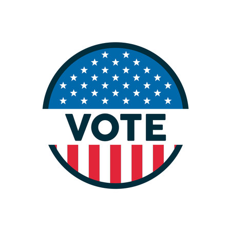vote word election day with usa flag in circular stamp vector illustration design