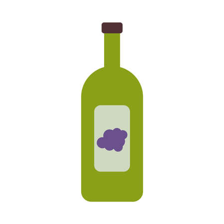 wine bottle with grapes flat style icon vector illustration designのイラスト素材