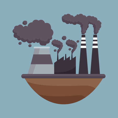 save the world environmental poster with factory polluting vector illustration designのイラスト素材
