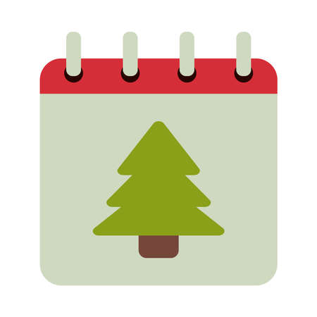 happy merry christmas calendar with tree flat style icon vector illustration designのイラスト素材