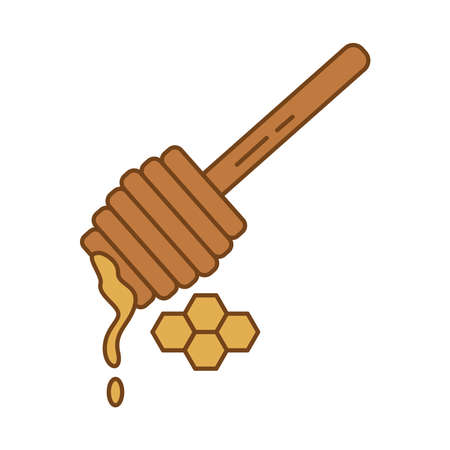 sweet honey with wooden stick fill style icon vector illustration designのイラスト素材