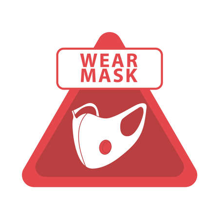 wear mask red triangle advertise label vector illustration designのイラスト素材
