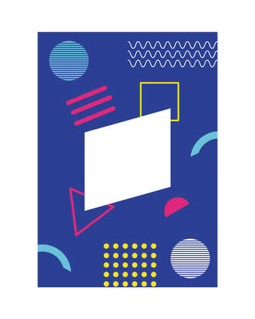 blue color memphis style background with figures vector illustration designのイラスト素材