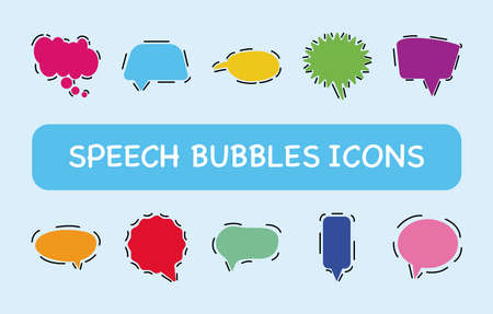 bundle of ten speech bubbles colorful vector illustration designのイラスト素材