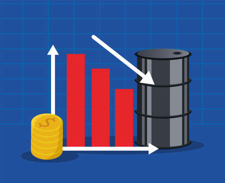 oil price graphic with barrel and statistics bars vector illustration designのイラスト素材