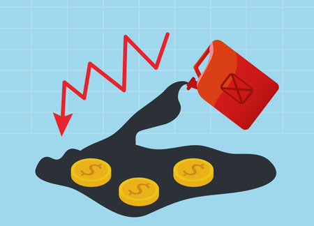 oil price graphic with gallon and arrow statistics vector illustration designのイラスト素材