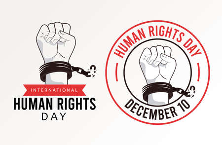 human rights day poster with hands breaking handcuffs vector illustration designのイラスト素材