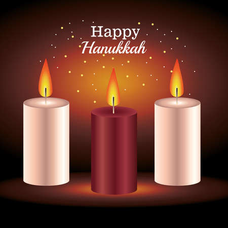 happy hanukkah celebration card with lettering and candles vector illustration designのイラスト素材
