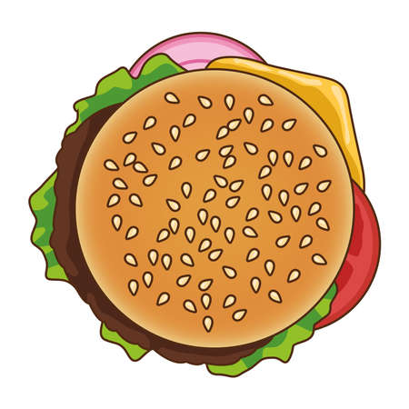 delicious hamburger fast food icon vector illustration designのイラスト素材
