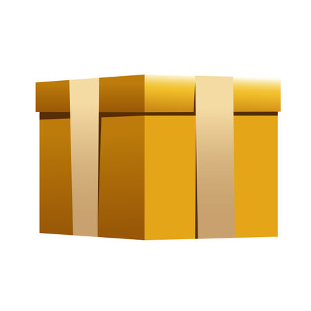 happy new year golden gift box celebration icon vector illustration designのイラスト素材