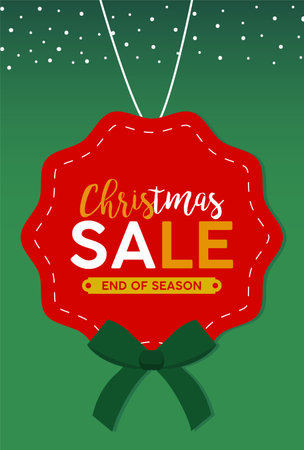 happy merry christmas sale lettering card with bow in lace vector illustration designのイラスト素材