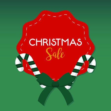 happy merry christmas sale lettering card with canes in lace vector illustration designのイラスト素材