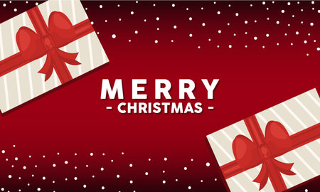 happy merry christmas lettering card with gifts vector illustration designのイラスト素材