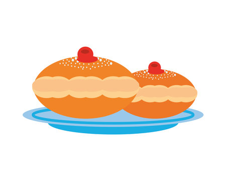 jewish sweet donuts in dish delicious vector illustration designのイラスト素材