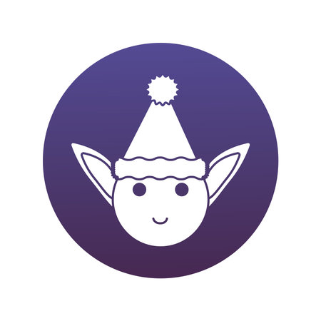 happy merry christmas elf head block style icon vector illustration designのイラスト素材