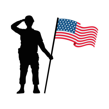soldier with united states of america flag in pole vector illustration designのイラスト素材