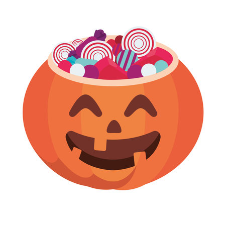 halloween pumpkin face with candies vector illustration designのイラスト素材