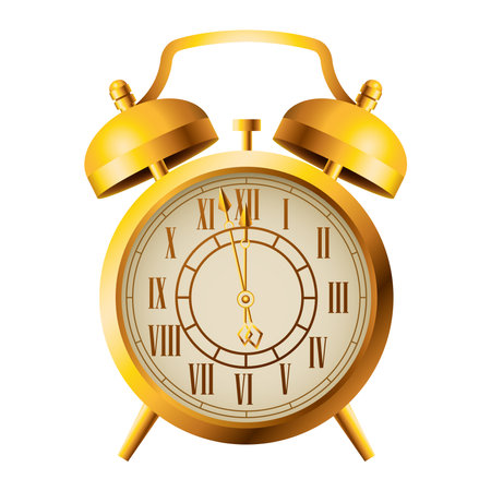 happy new year golden alarm clock celebration icon vector illustration designのイラスト素材