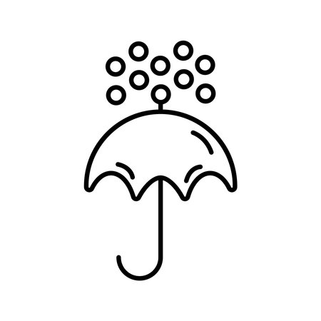 rain drops and umbrella weather line style icon vector illustration designのイラスト素材