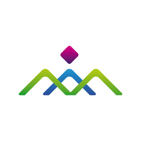 mountains and diamond company logo colorful design icon icon vector illustrationのイラスト素材