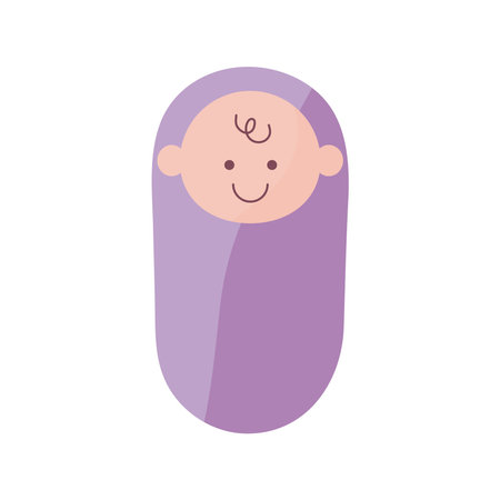 baby in purple blanket flat style icon vector illustration designのイラスト素材