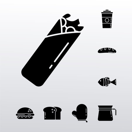 bundle of eight restaurant food set icons vector illustration designのイラスト素材