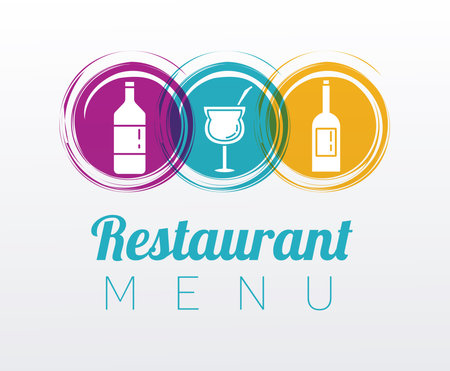 restaurant menu lettering and beverages icons vector illustration designのイラスト素材