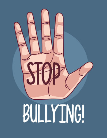 hand human with stop bullying lettering vector illustration designのイラスト素材
