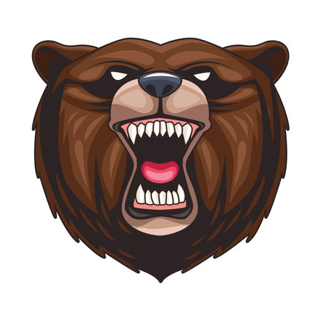 grizzly bear animal wild head colorful character vector illustration designのイラスト素材