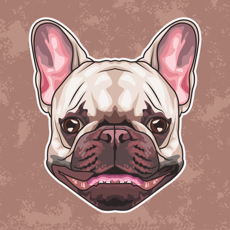 french bulldog animal head character in brown backgound vector illustration designのイラスト素材