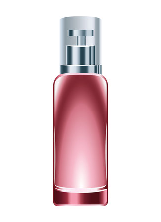 red skin care spray bottle product icon vector illustration designのイラスト素材