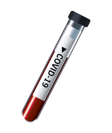 covid19 tube test with blood vector illustration designのイラスト素材