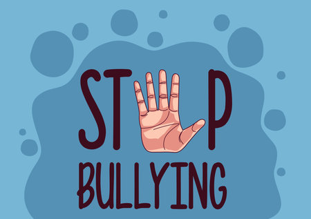 stop bullying lettering and hand stoping vector illustration designのイラスト素材