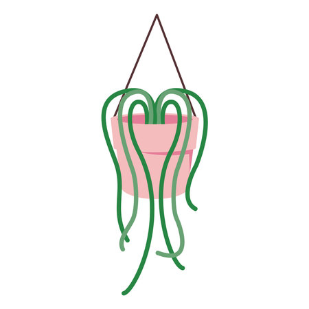 home plant in pink ceramic pot decor hanging vector illustration designのイラスト素材