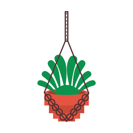 home plant in orange ceramic pot decor hanging vector illustration designのイラスト素材
