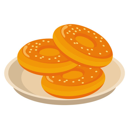 sweet donuts in dish food icon vector illustration designのイラスト素材