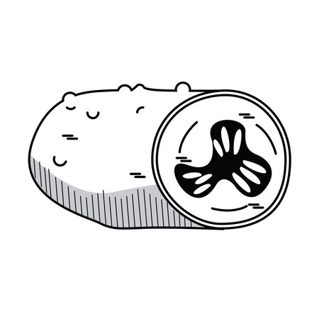 fresh cucumber vegetable drawn icon vector illustration designのイラスト素材