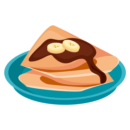corn tortilla with bananas and chocolate cream vector illustration designのイラスト素材