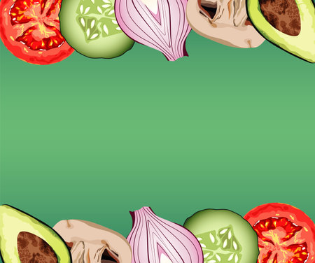 vegetarian healthy food frame with vegetables vector illustration designのイラスト素材