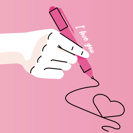 hand human writing love with pen icon vector illustration designのイラスト素材