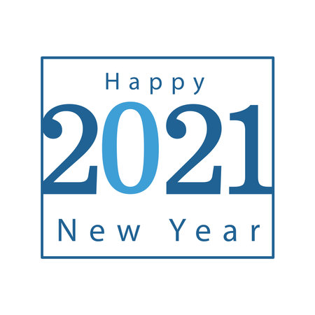 happy new year celebration lettering in square frame vector illustration designのイラスト素材