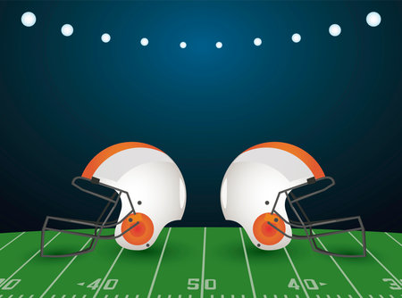 super bowl championship poster with helmets in stadium vector illustration designのイラスト素材