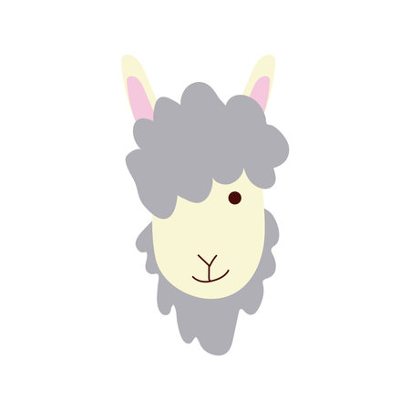 cute alpaca little animal head character vector illustration designのイラスト素材