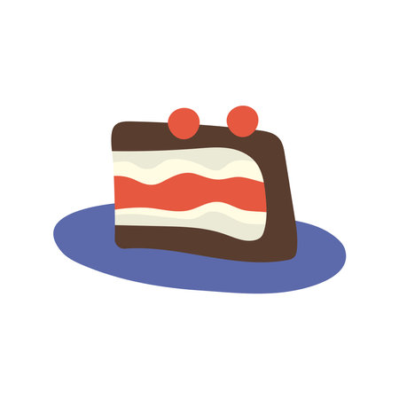 happy birthday cake portion celebration flat style icon vector illustration designのイラスト素材