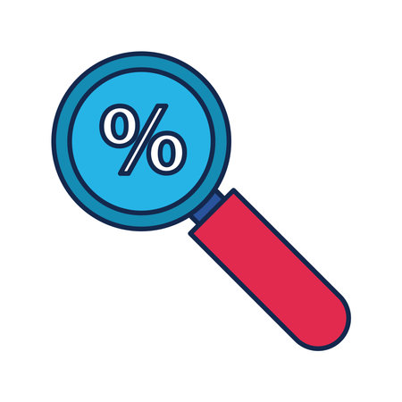 magnifying glass with percent symbol flat style vector illustration designのイラスト素材